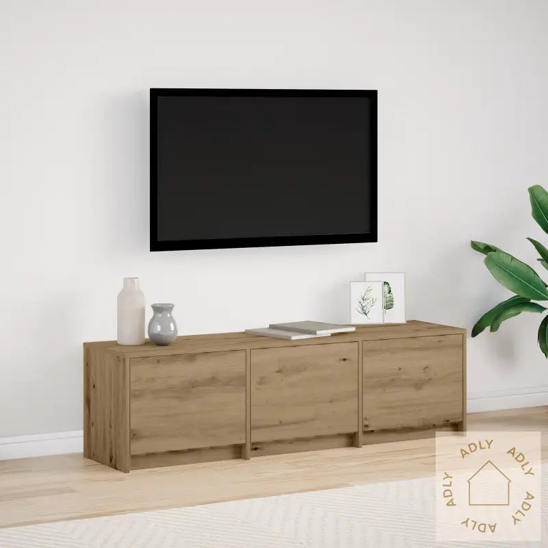 Tv-Skap Med Led Eik 140X34X40 Cm Konstruert Tre