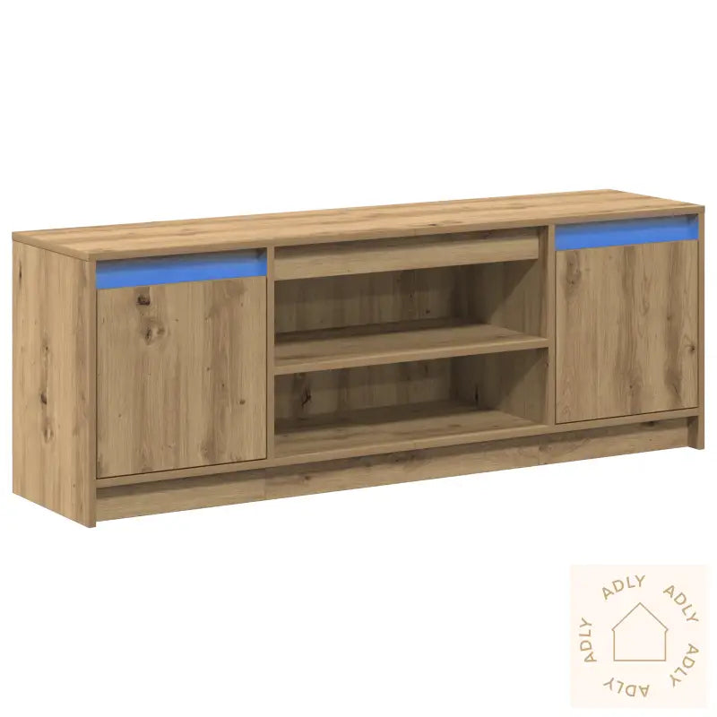 Tv-Stativ Med Led I Artisan Eik 139,5X34X50 Cm, Laget Av Konstruert Tre