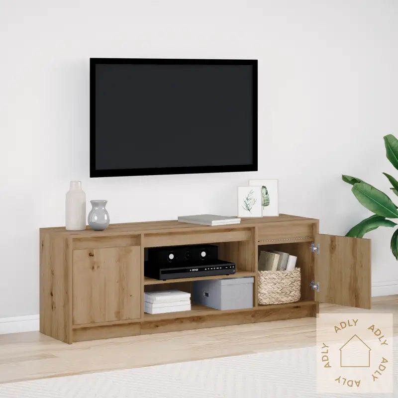 Tv-Stativ Med Led I Artisan Eik 139,5X34X50 Cm, Laget Av Konstruert Tre