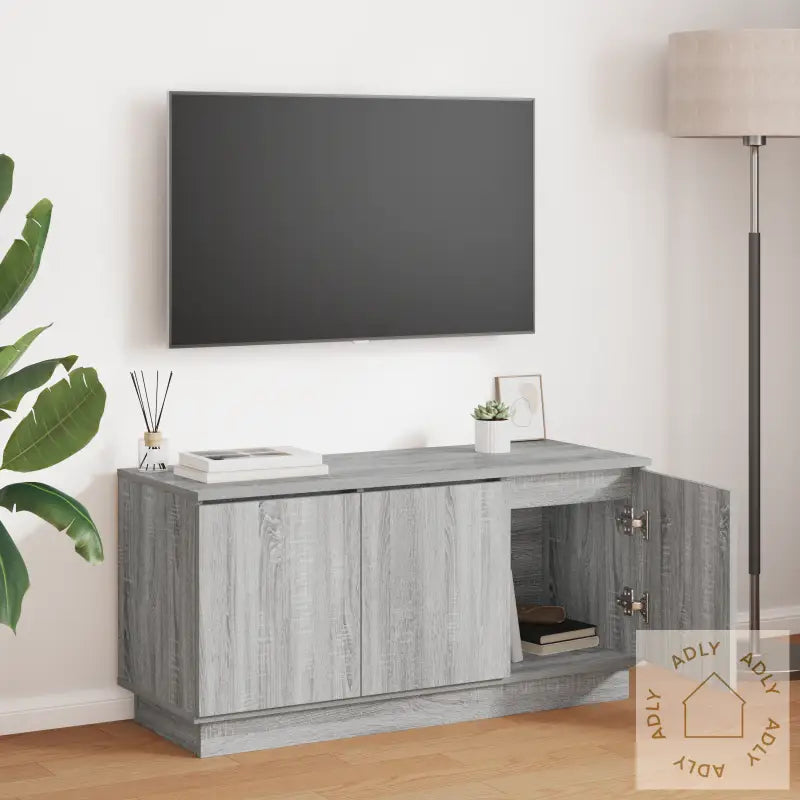 Tv-Benk Grå Sonoma 100X38X49 Cm Konstruert Tre