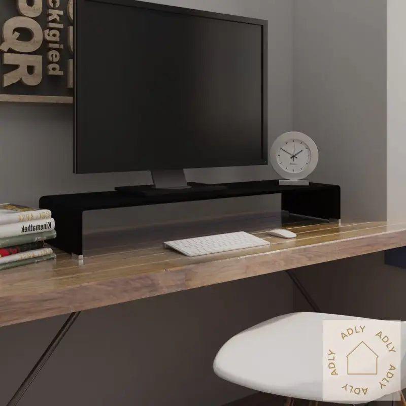 Tv-Benk Glass Svart 100X30X13 Cm
