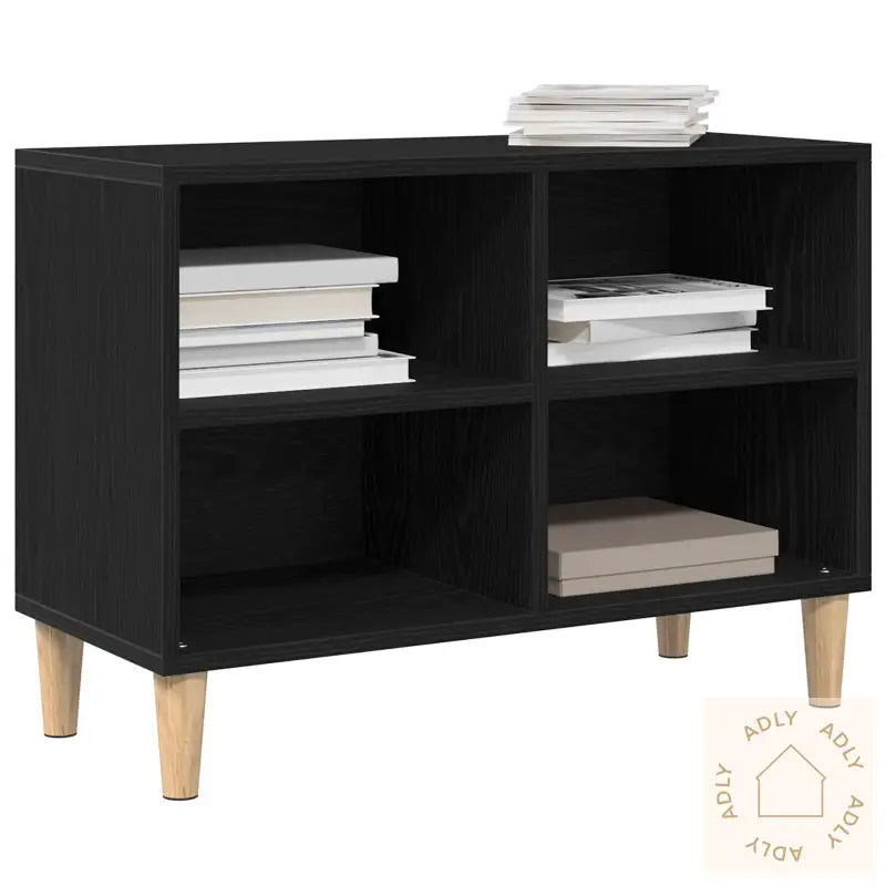 Svart Eik Tv-Skap - 69.5X30X50 Cm, Laget Av Konstruert Tre