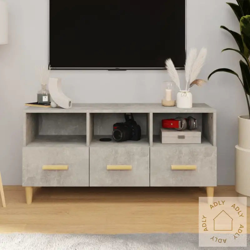 Tv-Benk Betonggrå 120X35X48 Cm Konstruert Tre
