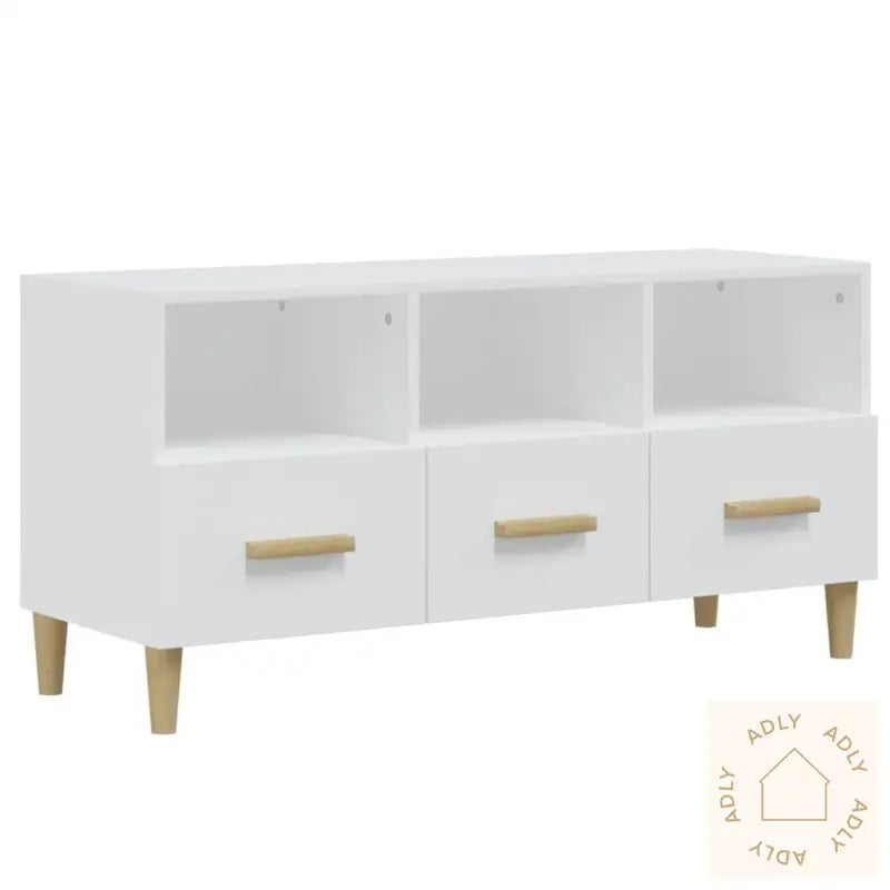 Tv-Benk Hvit 102X36X50 Cm Konstruert Tre