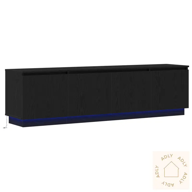 Tv-Benk Med Led Svart Eik 180X38X49 Cm Konstruert Tre
