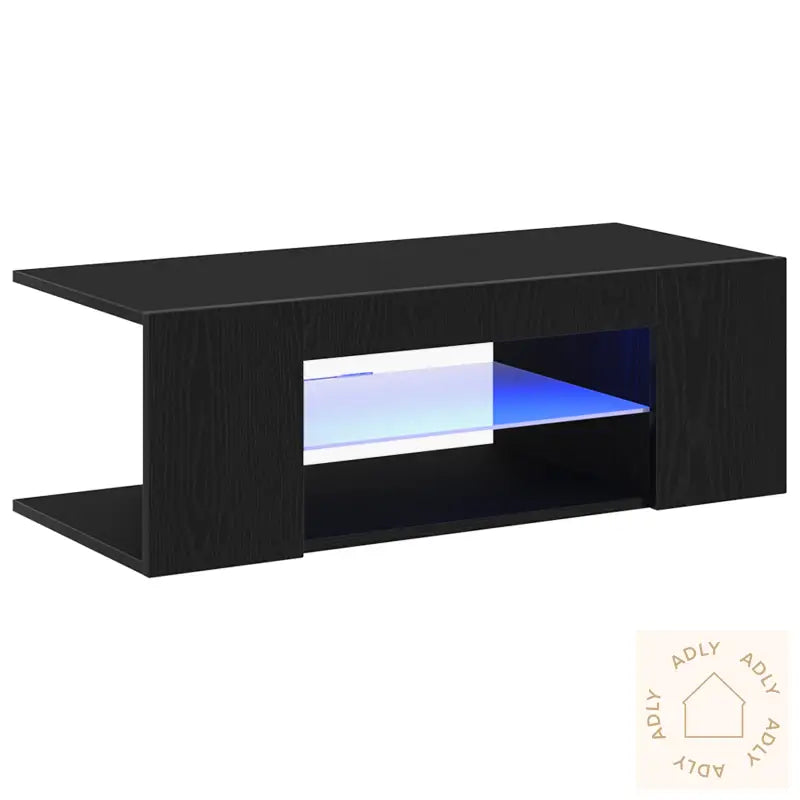 Tv-Benk Med Led-Lamper, Svart Eik, 90X39X30 Cm, Laget Av Tre