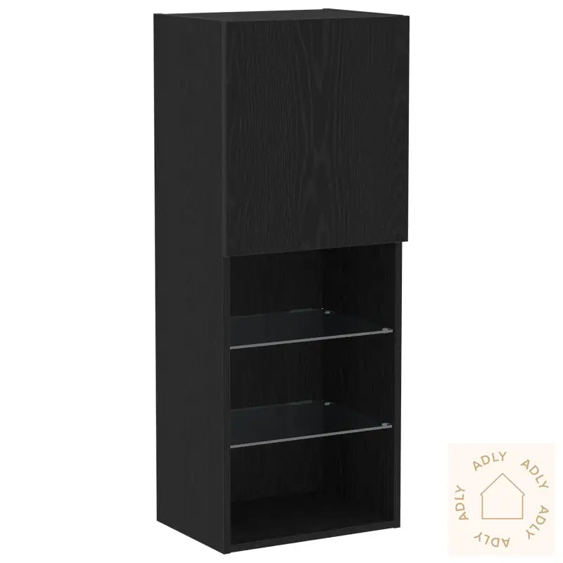 Tv-Benk Med Led-Lamper Svart Eik 40,5X30X102 Cm