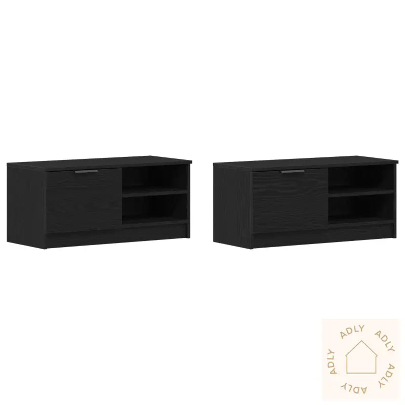 Tv-Benk 2 Stk Svart Eik 80X35X36,5 Cm Konstruert Tre