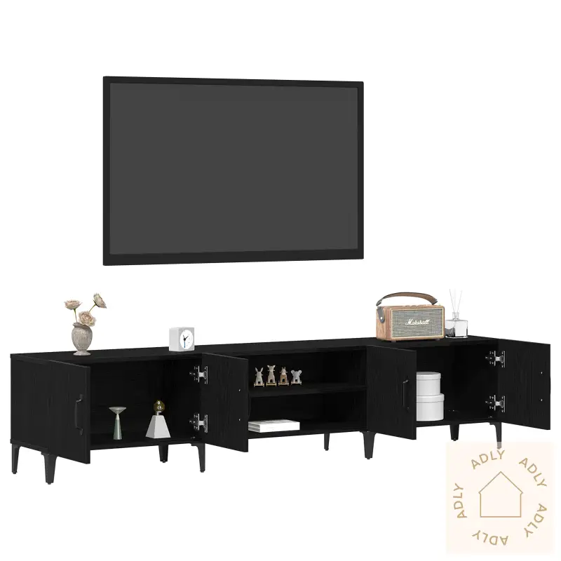 Tv-Benk Svart Eik 180X31,5X40 Cm Konstruert Tre