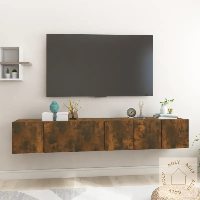 Hengende Tv-Benker 3 Stk Røkt Eik 60X30X30 Cm
