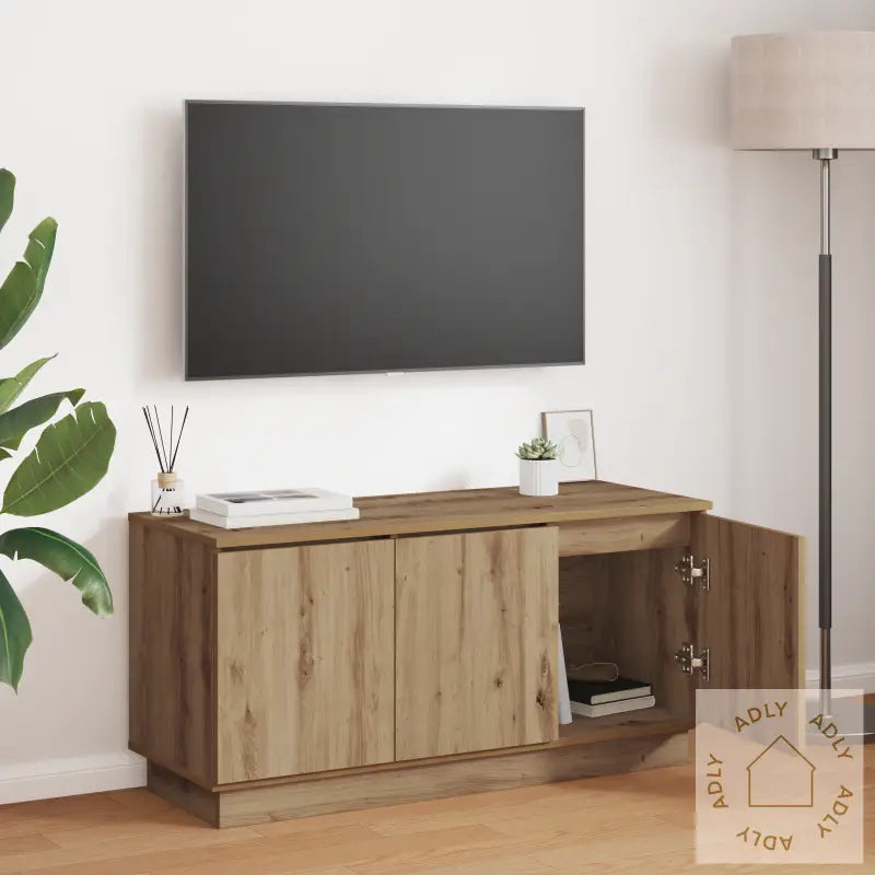 Tv-Skap Håndlaget Eik 100X38X49 Cm Konstruert Tre