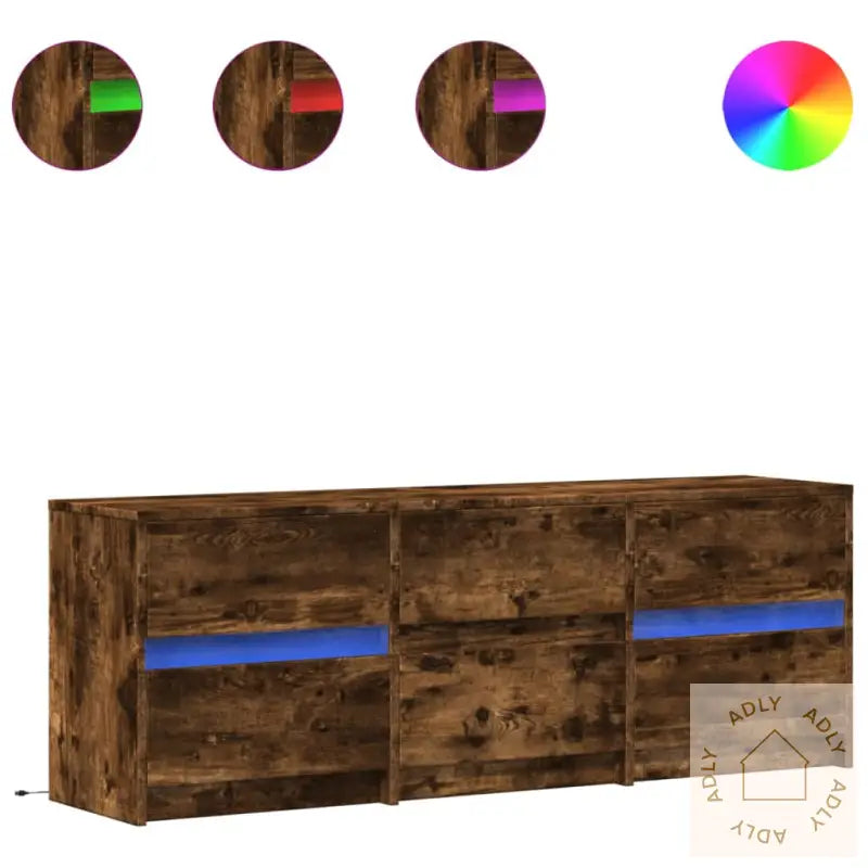 Tv-Benk Med Led Røkt Eik 140X34X50 Cm Konstruert Tre