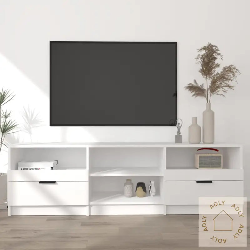 Tv-Benk Hvit 150X33,5X45 Cm Konstruert Tre