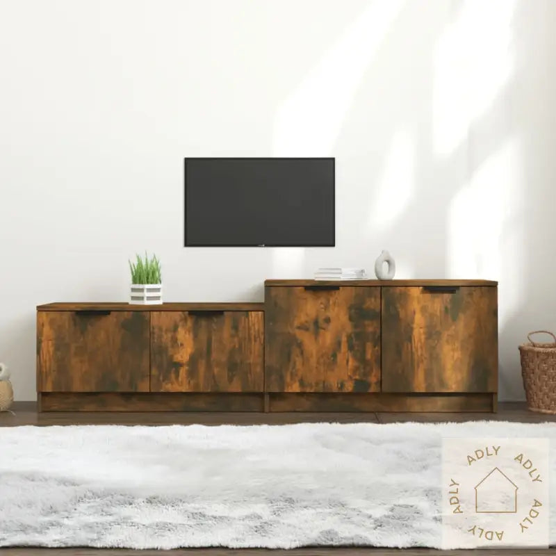 Tv-Benk Røkt Eik 158,5X36X45 Cm Konstruert Tre