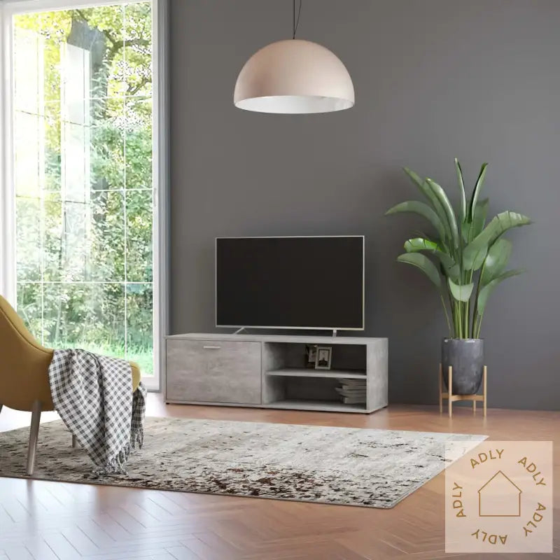 Tv-Benk Betonggrå 120X34X37 Cm Konstruert Tre
