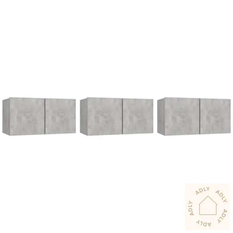 Hengende Tv-Benker 3 Stk Betonggrå 60X30X30 Cm