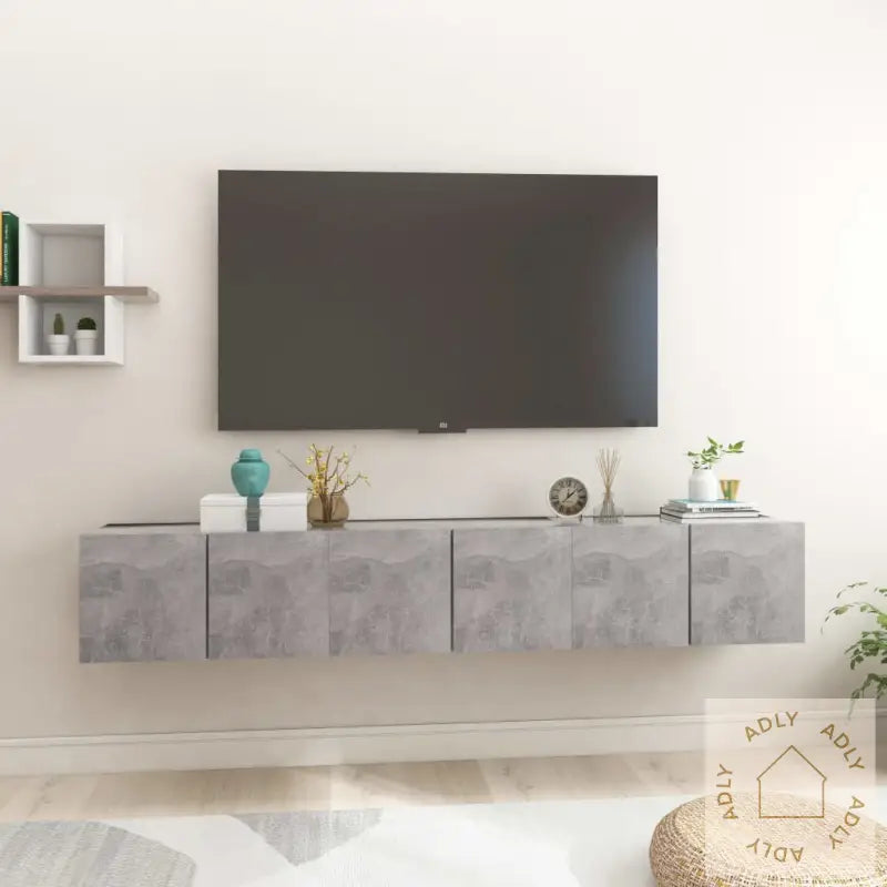 Hengende Tv-Benker 3 Stk Betonggrå 60X30X30 Cm