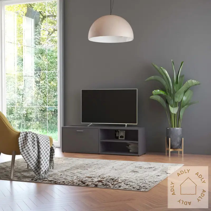 Tv-Benk Grå 120X34X37 Cm Konstruert Tre
