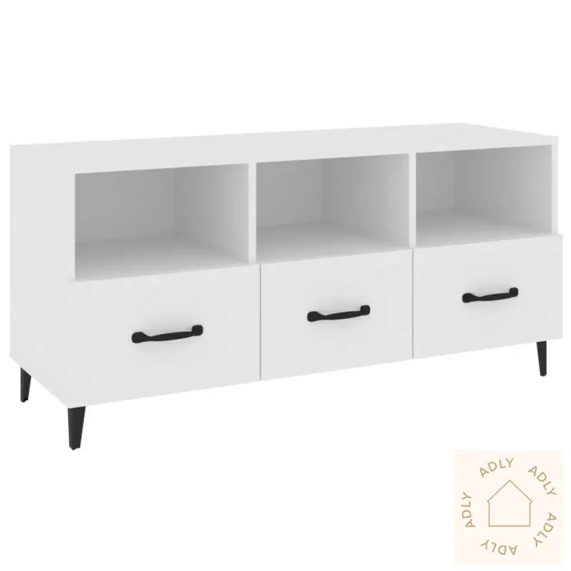 Tv-Benk Hvit 102X35X50 Cm Konstruert Tre