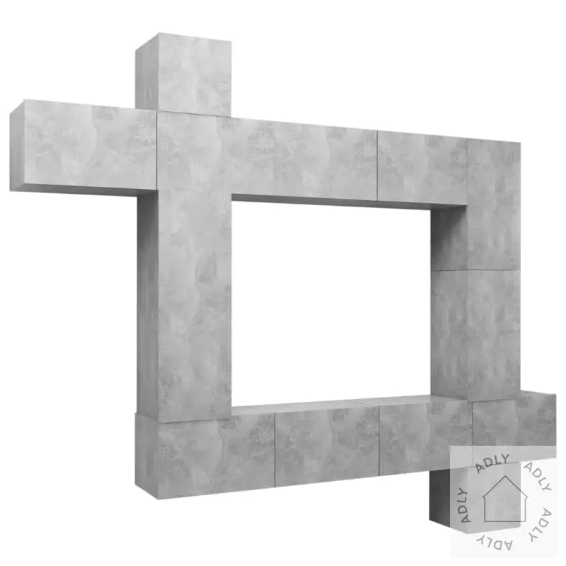 Tv-Benksett 9 Deler Betonggrå Konstruert Tre