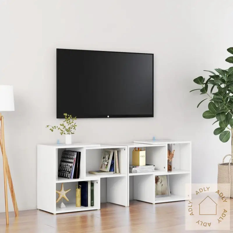 Tv-Benk Hvit 104X30X52 Cm Konstruert Tre