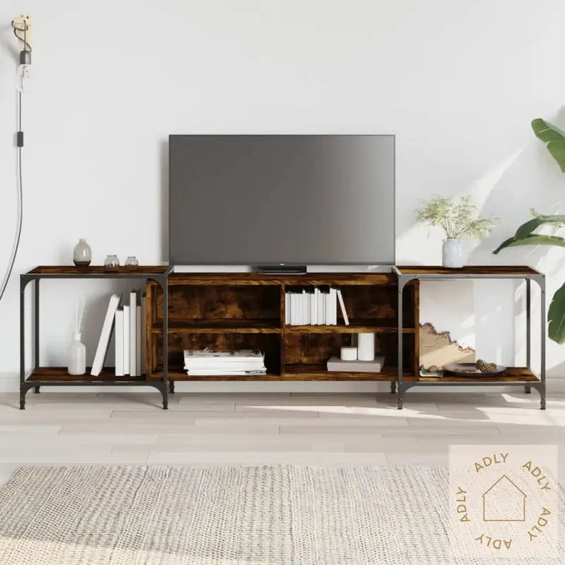 Tv-Benk Røkt Eik 203X37X50 Cm Konstruert Tre