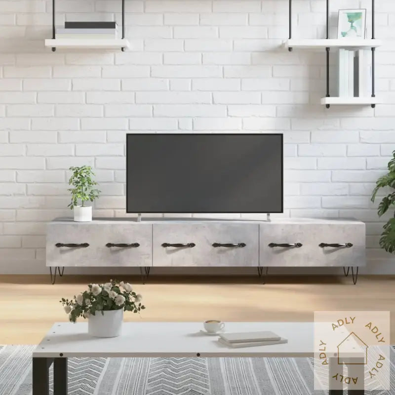 Tv-Benk Betonggrå 150X36X30 Cm Konstruert Tre