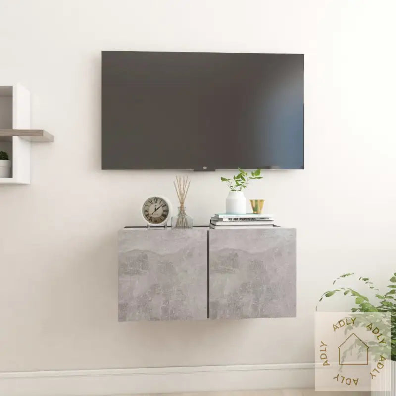 Hengende Tv-Benk Betonggrå 60X30X30 Cm