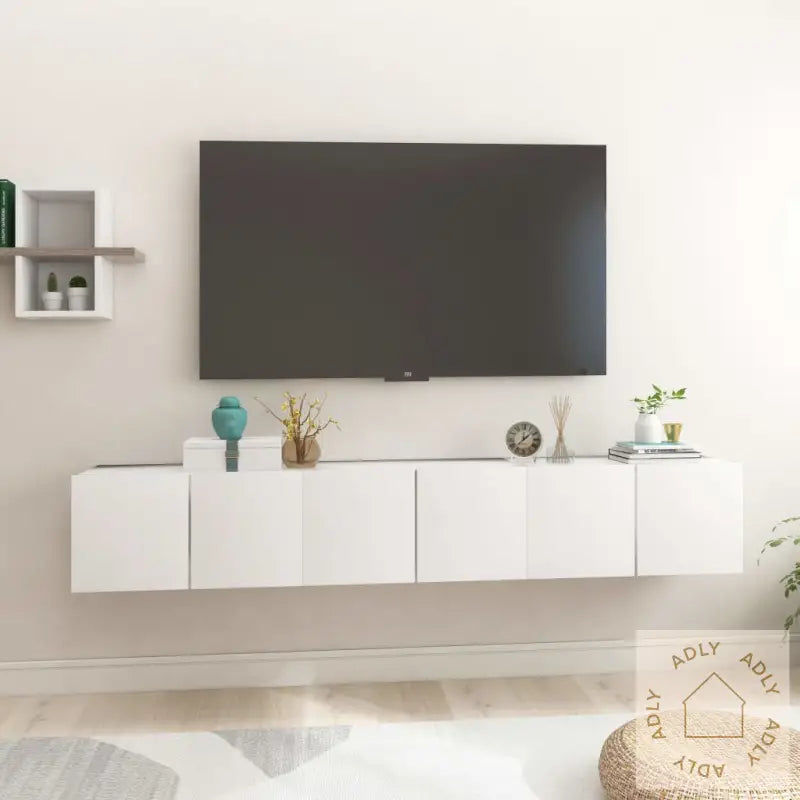 Hengende Tv-Benker 3 Stk Hvit 60X30X30 Cm