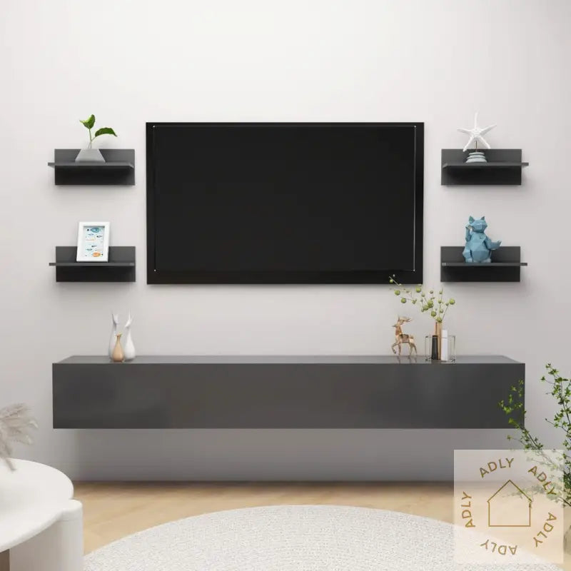 Vegghyller 4 Stk Grå 40X11,5X18 Cm Konstruert Tre