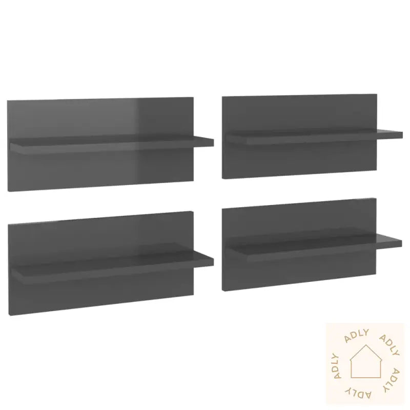 Vegghyller 4 Stk Høyglans Grå 40X11,5X18 Cm