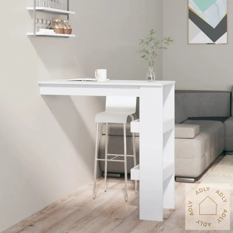 Veggmontert Barbord Høyglans Hvit 102X45X103,5Cm Konstruert Tre