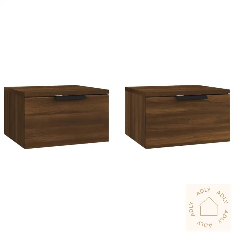 Veggmonterte Nattbord 2 Stk Brun Eik 34X30X20 Cm