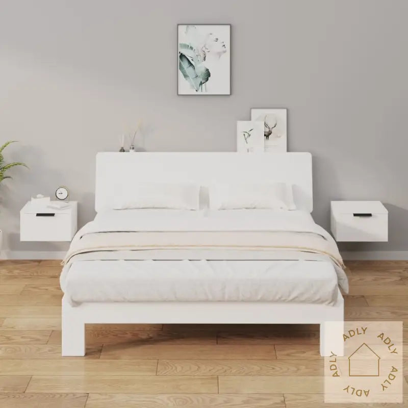 Veggmontert Nattbord 2 Stk Hvit 34X30X20 Cm