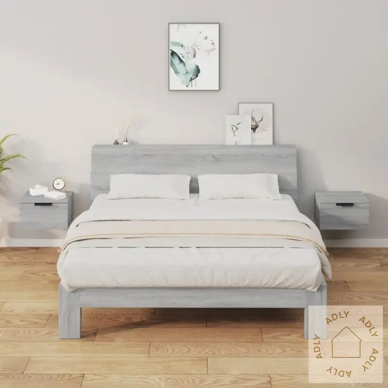 Veggmonterte Nattbord 2 Stk Sonoma Eik 34X30X20 Cm