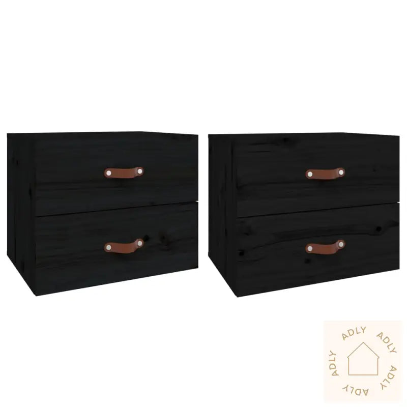 Veggmonterte Nattbord 2 Stk Svart 50X36X40 Cm