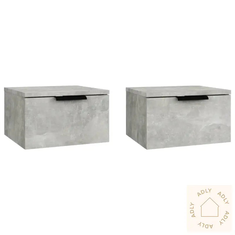 Veggmonterte Nattbord 2 Stk Betonggrå 34X30X20 Cm
