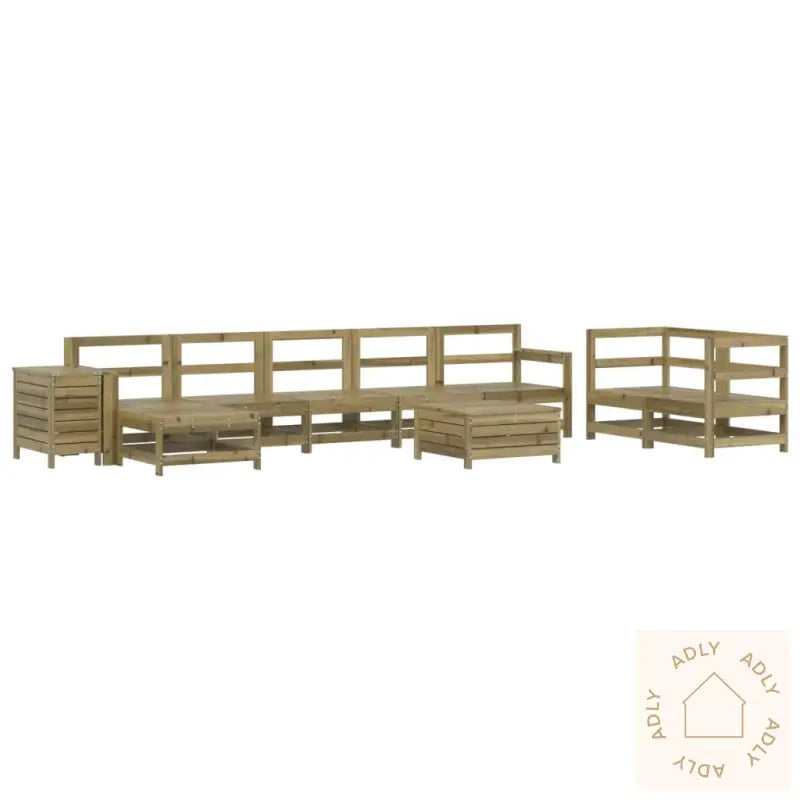 Hagesofasett 10 Deler Impregnert Furu