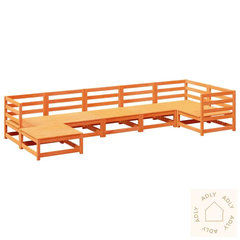 Hagesofasett 7 Deler Voksbrun Heltre Furu