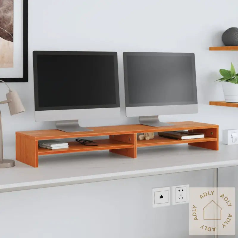 Monitorstativ Voksbrun 100X24X13 Cm Heltre Furu