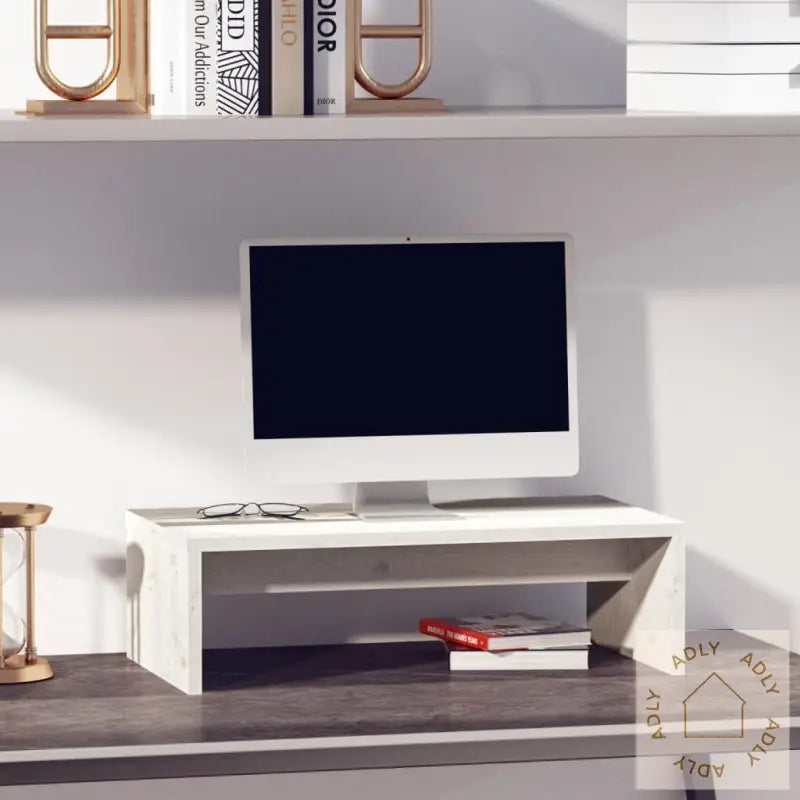 Monitorstativ Hvit 50X27X15 Cm Heltre Furu