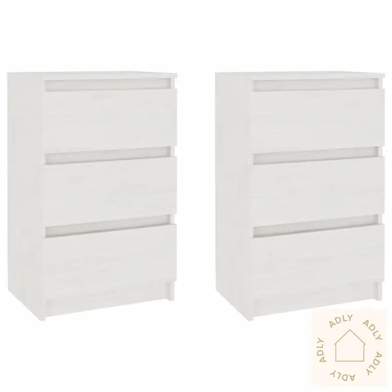 Nattbord 2 Stk Hvit 40X29,5X64 Cm Heltre Furu