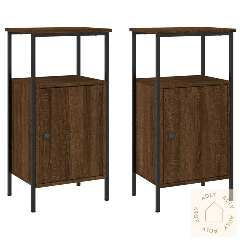Nattbord 2 Stk Brun Eik 41X31X80 Cm Konstruert Tre