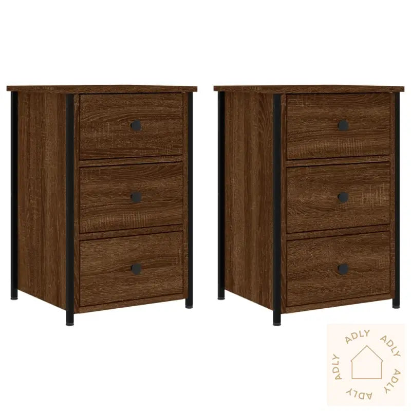 Nattbord 2 Stk Brun Eik 40X36X60 Cm Konstruert Tre