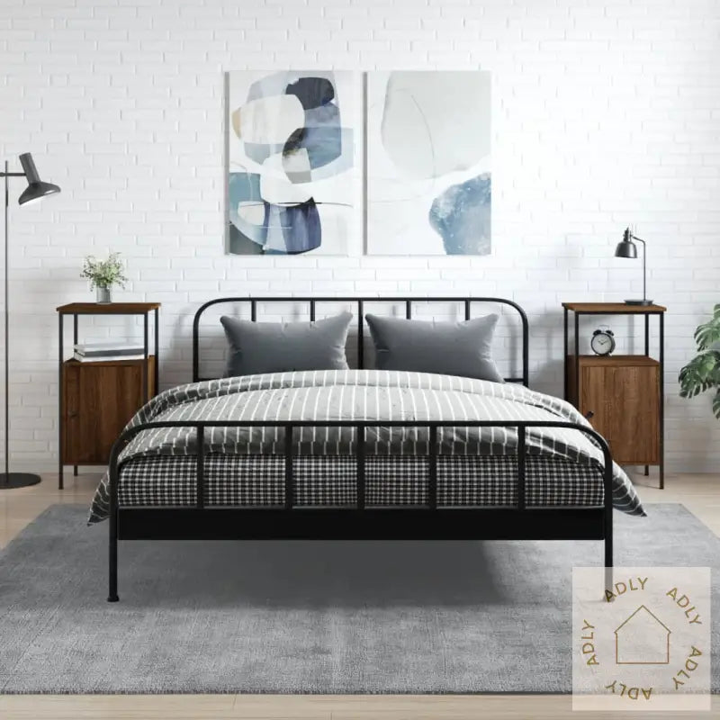 Nattbord 2 Stk Brun Eik 41X31X80 Cm Konstruert Tre