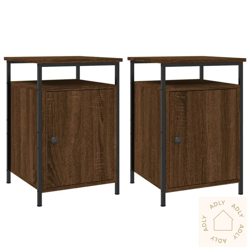 Nattbord 2 Stk Brun Eik 40X42X60 Cm Konstruert Tre