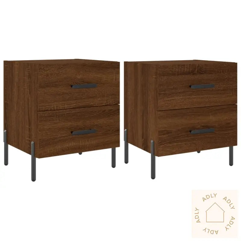 Nattbord 2 Stk Brun Eik 40X35X47,5 Cm Konstruert Tre