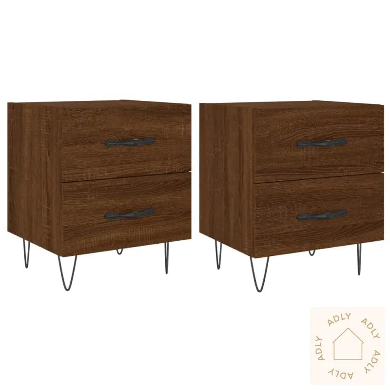 Nattbord 2 Stk Brun Eik 40X35X47,5 Cm Konstruert Tre