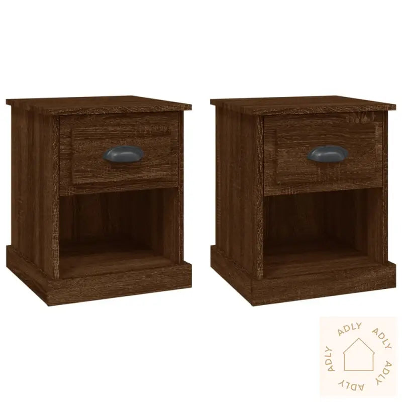 Nattbord 2 Stk Brun Eik 39X39X47,5 Cm Konstruert Tre