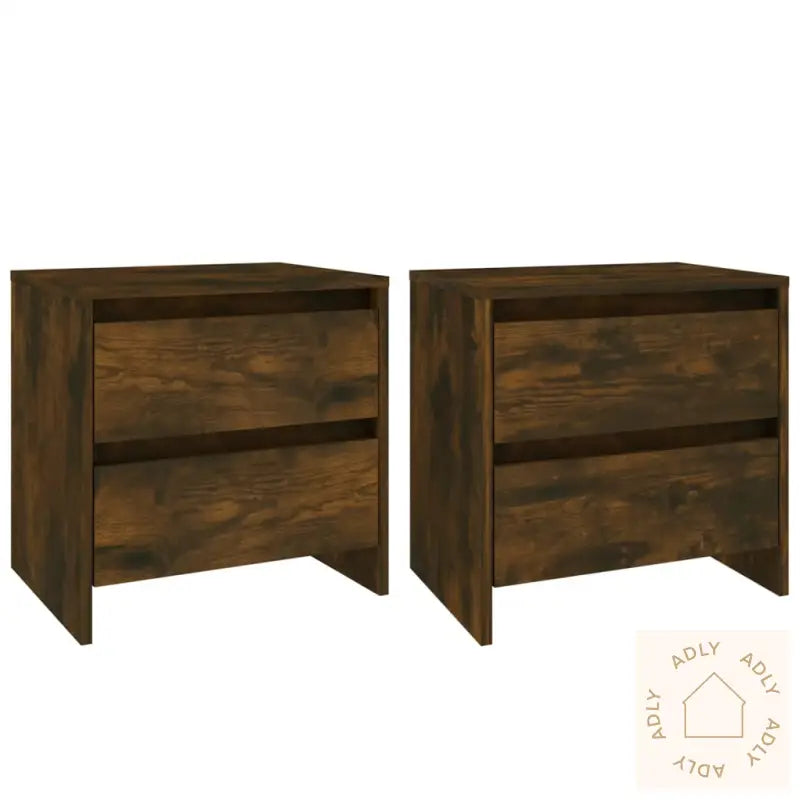 Nattbord 2 Stk Røkt Eik 45X34,5X44,5 Cm Konstruert Tre